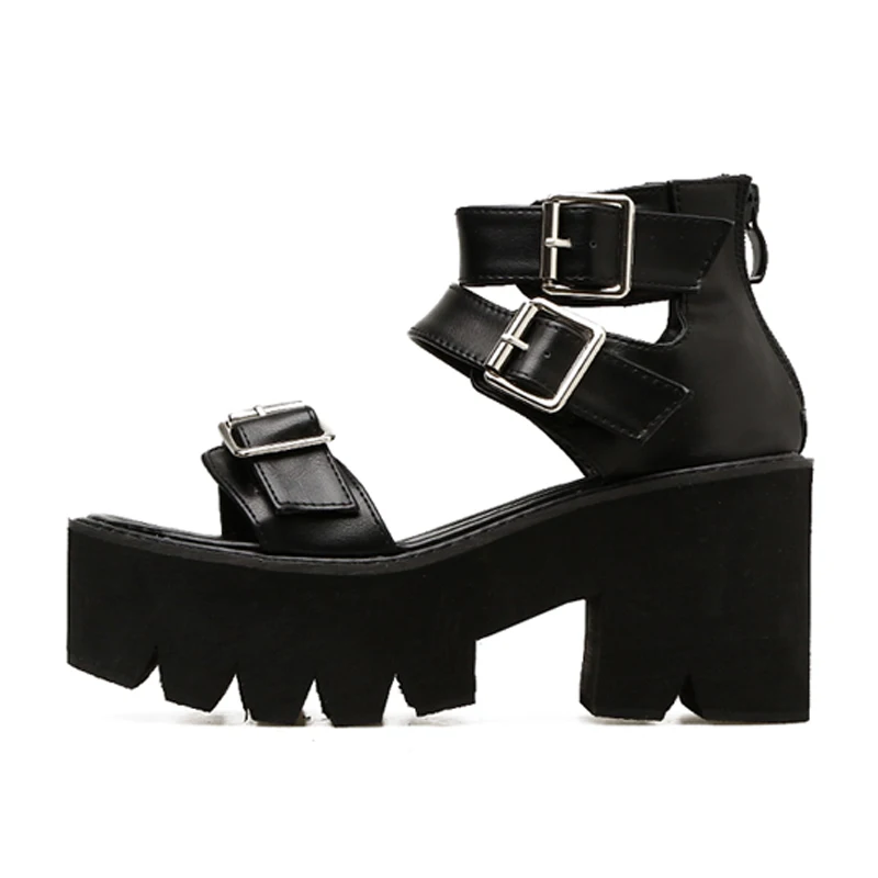 GBHHYNLH buckle sandal peep toe heels gladiator platform summer shoes female casual sandals thick LJA272 | Обувь