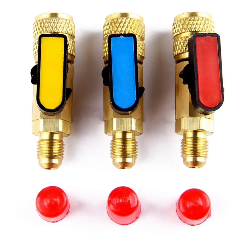 

3Pcs/Set HVAC Tools Gauges 3 Color R410A R22 Valves Refrigerant Adapter AC Charging Hoses Brass Straight Ball Valves Manifold