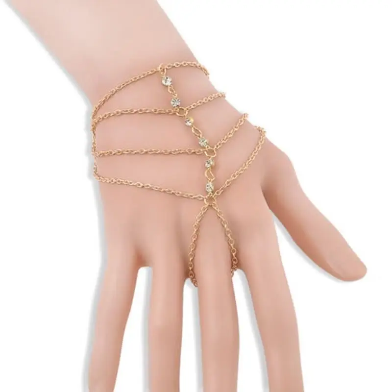 Punk Harness Gold Slave Hand Finger Bracelets &amp Bangles For Women Juegos Del Hambre Wholesale Jogos Vorazes Multi Chain | Украшения и