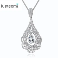luoteemi new women fashion luxury water drop zircon statement necklace for bridal white gold color wedding jewelry bijoux gift
