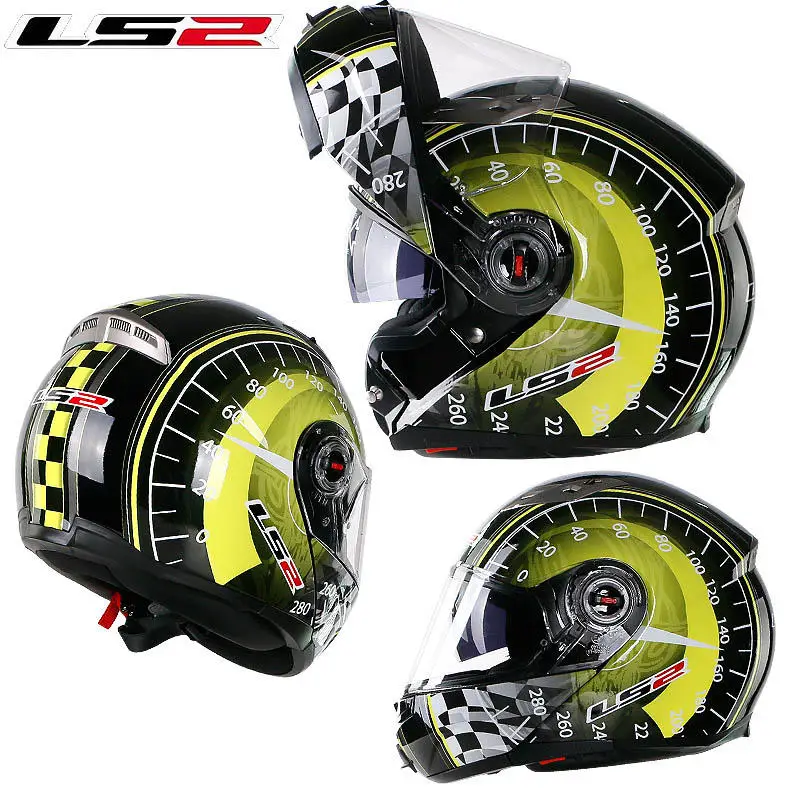 7 LS2 ff370 флип-ап мото rcycle шлем casco de moto кафе шлем для гонщика анфас двойной объектив козырек capacetes de moto ciclista ECE - Цвет: 7