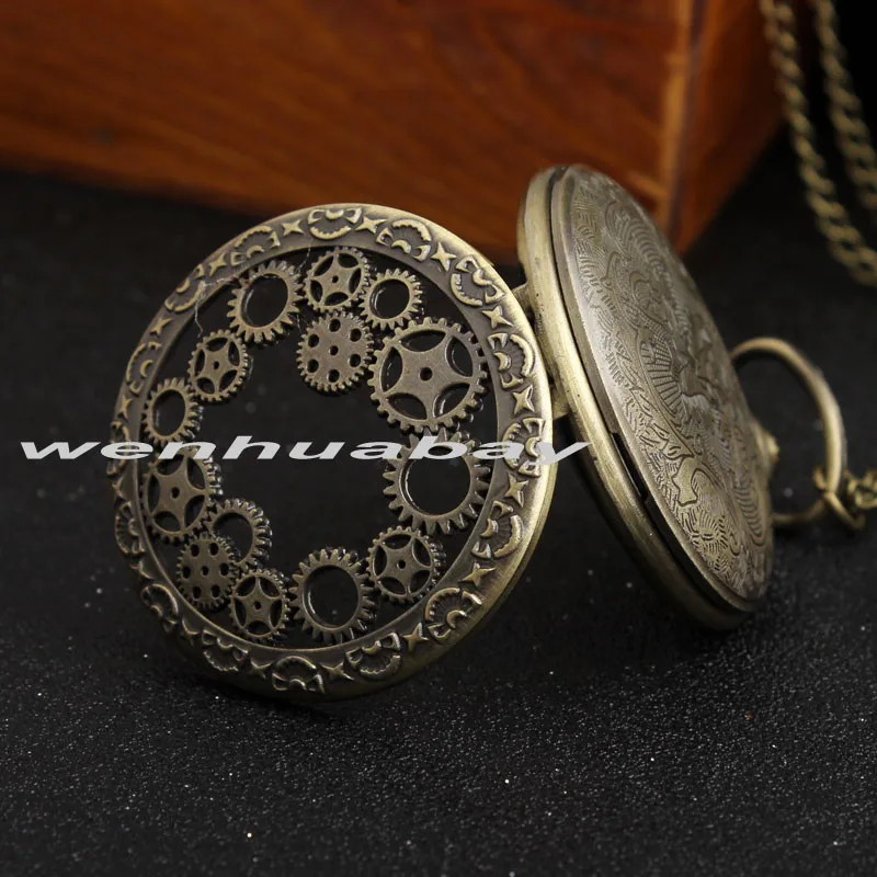 Винтажные кварцевые карманные часы с полым механизмом в стиле стимпанк ожерелье