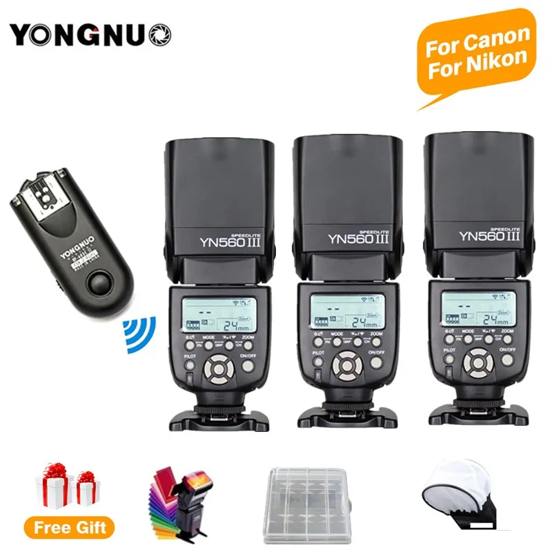 Беспроводная вспышка YN560III YN560 III Speedlite Speedlight YONGNUO RF 603 II + для камер Canon 5d mark ii Nikon DSLR 3