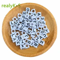 500 1000 2600pcsbag 66mm cube acrylic letter beads white with black printed mixed a z alphabet initial plastic square beads