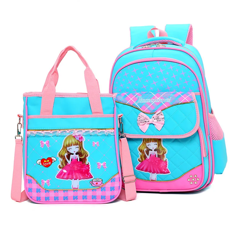 2019 Fashion Cartoon Printing Kids School Backpack for Girls High quality nylon princess school bags 2pcs/set children backpacks | Багаж и