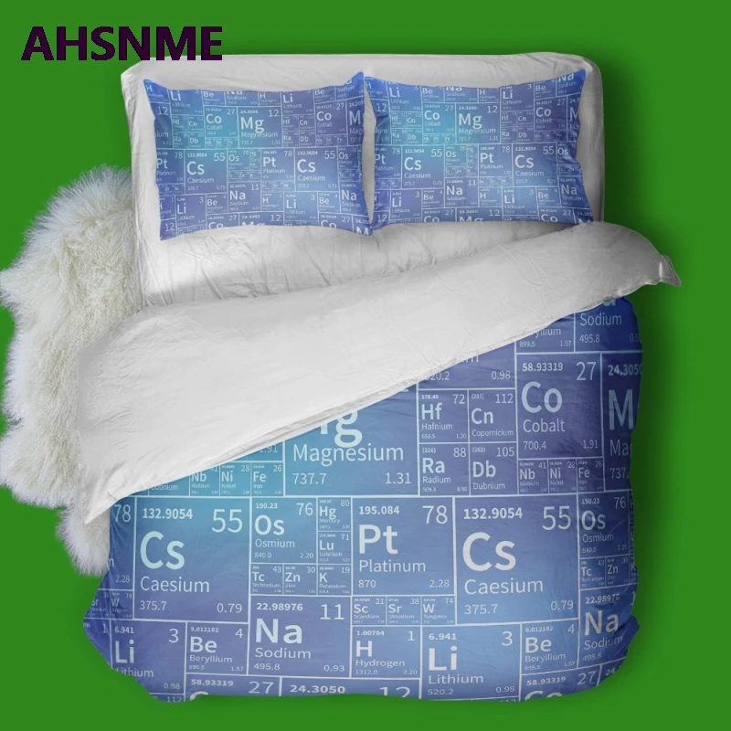 AHSNME, научная Таблица элементов, пододеяльник, набор, номер протона, электронный номер, химическое отношение, Комплект постельного белья