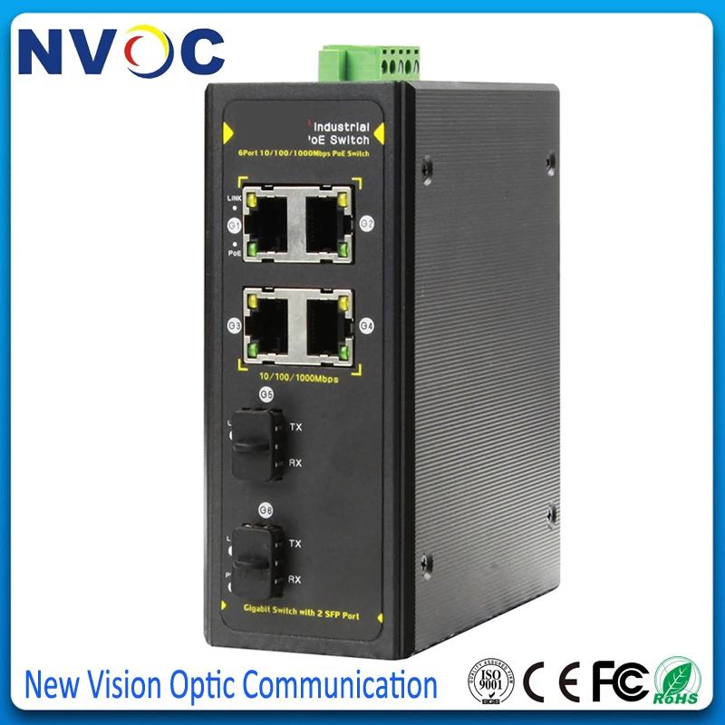 4-портовый POE 10/100/1000M IEEE802.3af/at + 2SFP 1000 м неуправляемый двухслойный 6-портовый s
