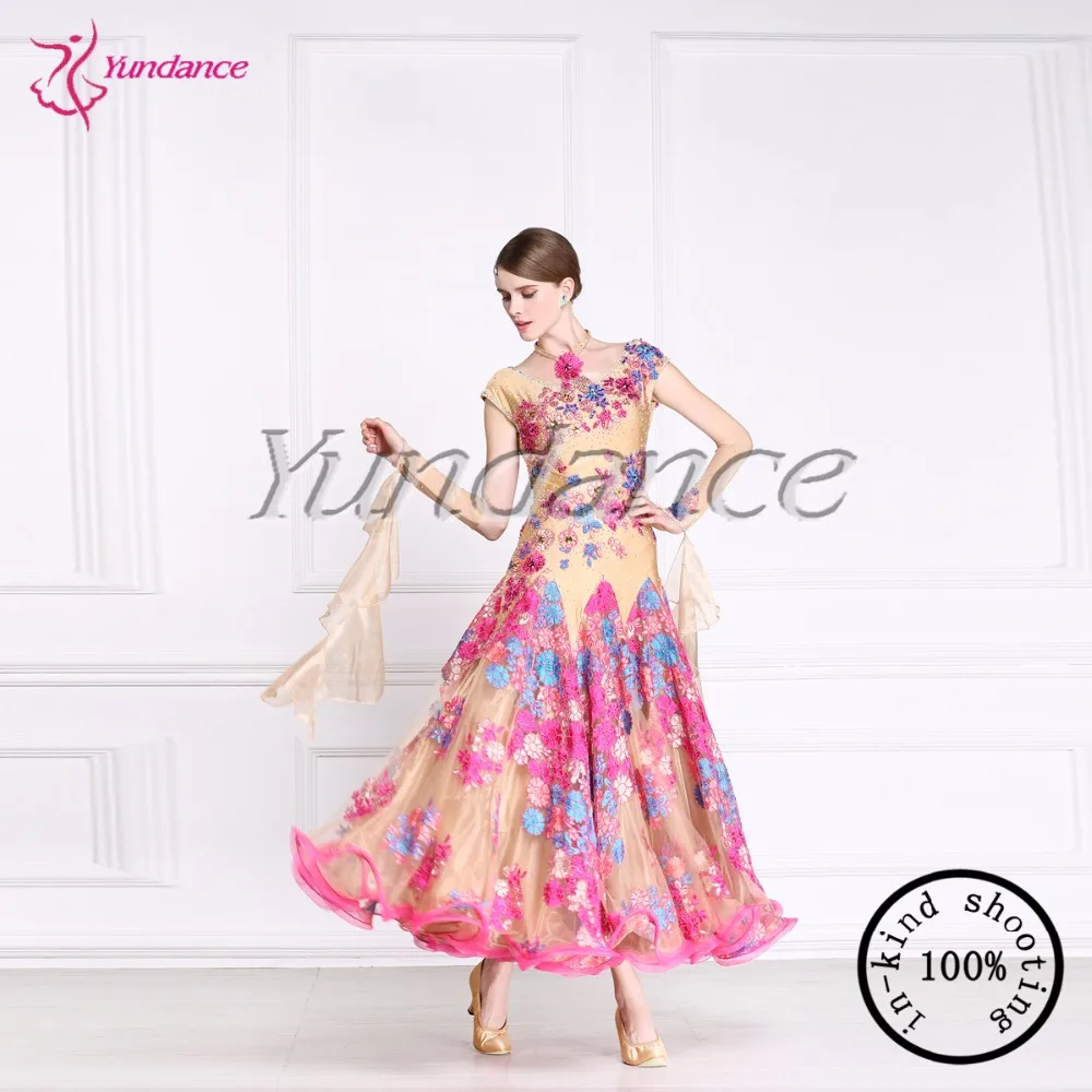 

2017 New Design Fashion Floral Patterns Standard Women's Ballroom Dance Dresses B-1582