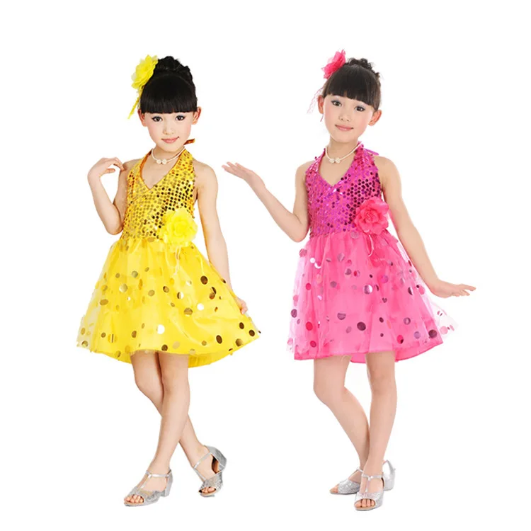 Детское платье для девочек балета сальсы с блестками латинских танцев LD006|dresses