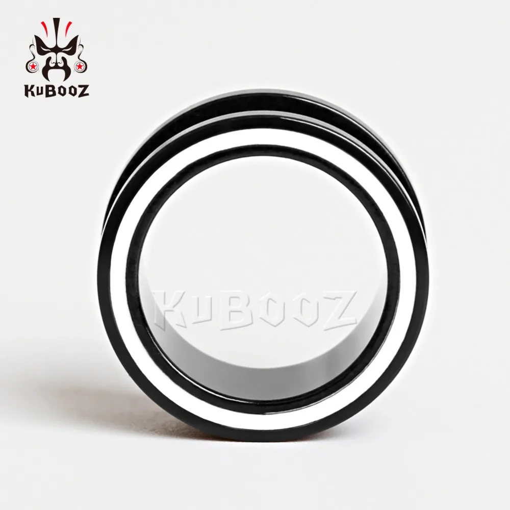 KUBOOZ беруши пирсинг туннели нержавеющая сталь шкив белая линия Винт удлинитель носилки Модные Украшения для тела серьги 2 шт