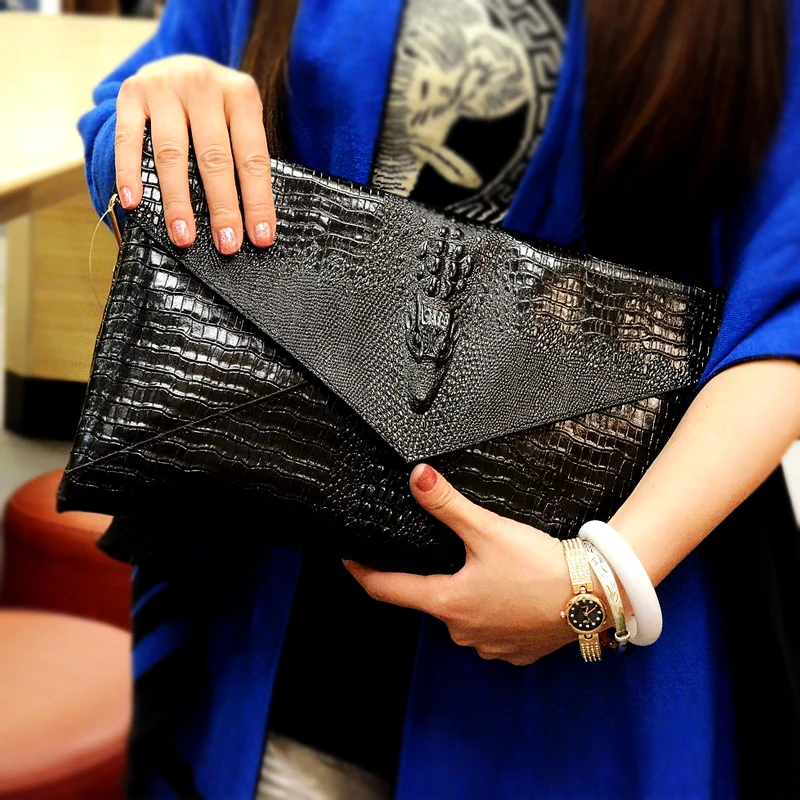 Женский кожаный клатч с тиснением под кожу крокодила|leather bags women|genuine leather baggenuine bag