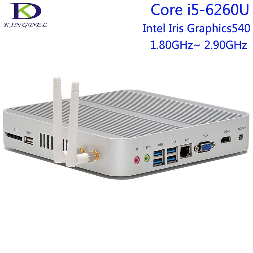 

[6th Gen. Core i5-6260U] Kingdel Fanless Mini PC,Micro Computer,HTPC,Intel Iris Graphics540,HDMI+VGA+USB3.0,300M Wifi,Windows10