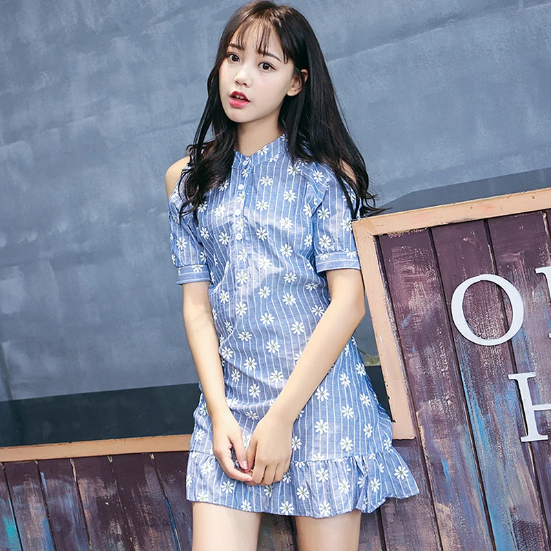 Qlychee модные женские туфли Цветочный принт платье с открытыми плечами оборками