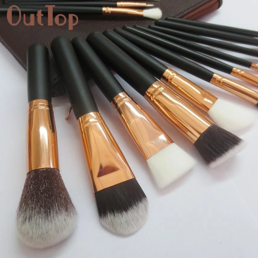18 pcs Top Quality Full set Rose Gold Makeup Brush Complete Eye Set Tools Powder Blending with free cosmetic bag U0307 | Красота и