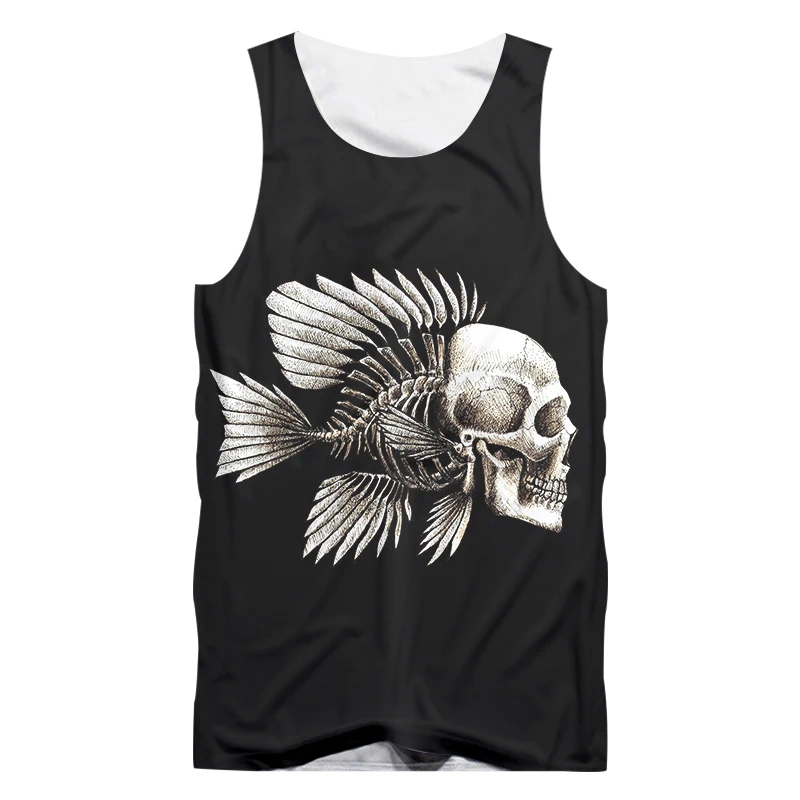 Майка OGKB для мальчиков Лидер продаж майка бодибилдинга с 3D принтом черепа рыбы