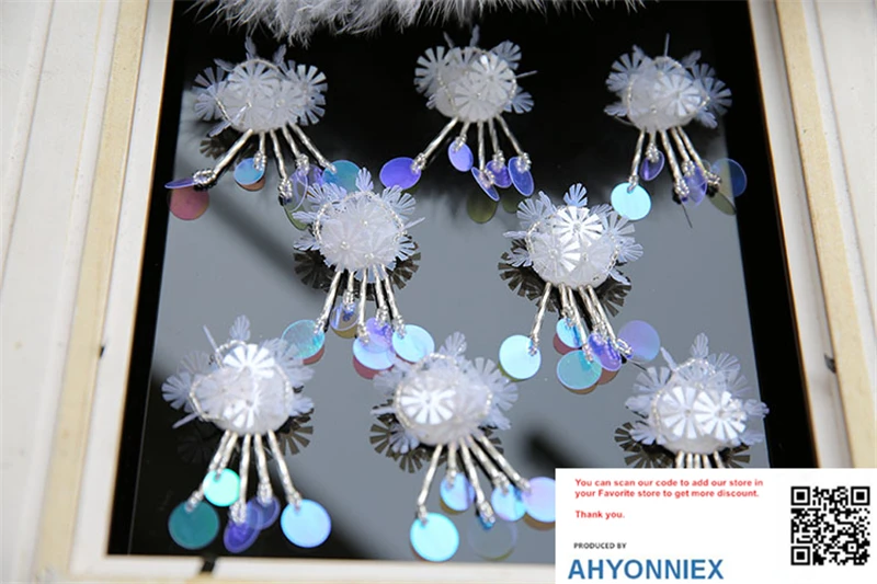 AHYONNIEX, 1 шт., нашивки в виде снежинки, расшитые блестками, ручная работа, кружевная одежда, вышивка для одежды, платье своими руками, аксессуары для одежды