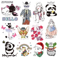 zotoone stripes patches set iron on transfer cute dog cat patch for t shirts girl kid clothing diy thermo stickers on clothes g