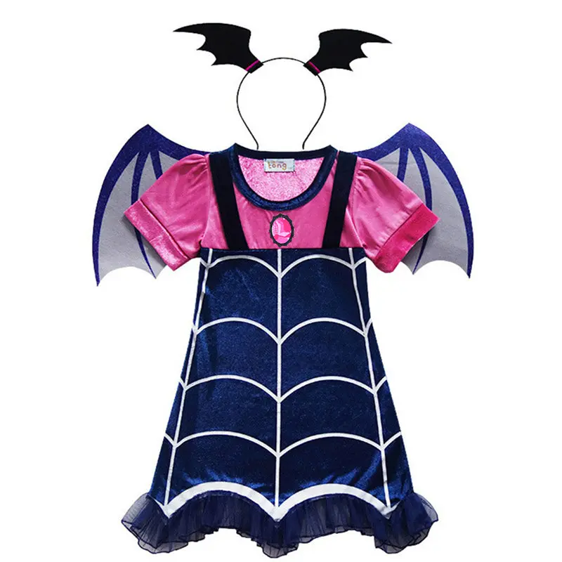 Vampirina/модное платье для косплея платья вампиров девочек + повязка на голову крыло