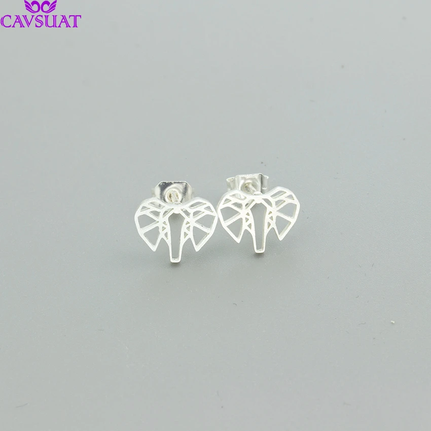 Оптовая продажа 10 пар минималистичные серьги гвоздики в виде слона Оригами из