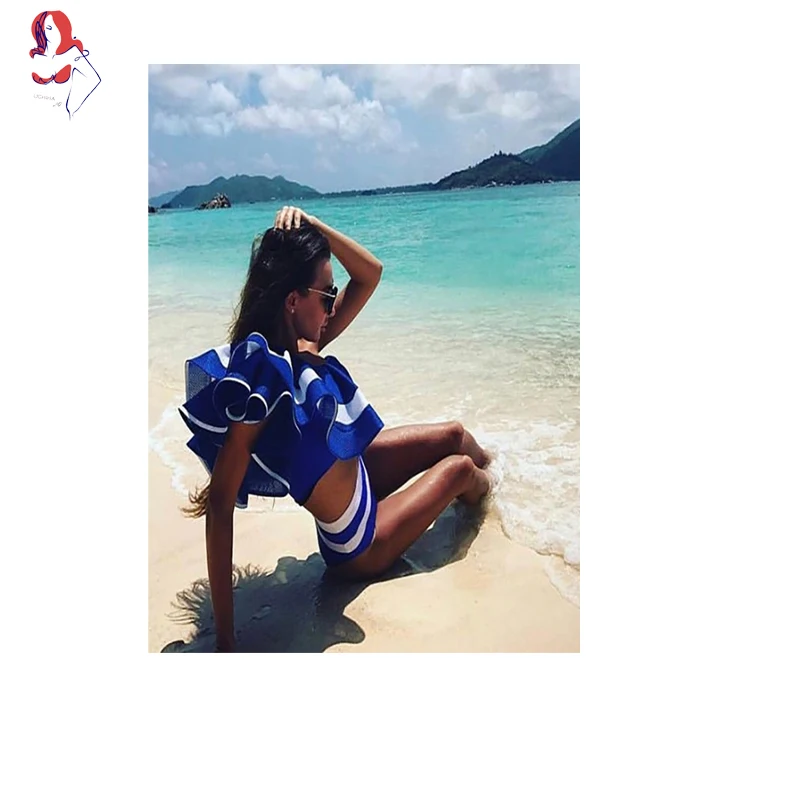 Учиха LQ сексуальный из двух частей купальные костюмы для девочек плечо белая