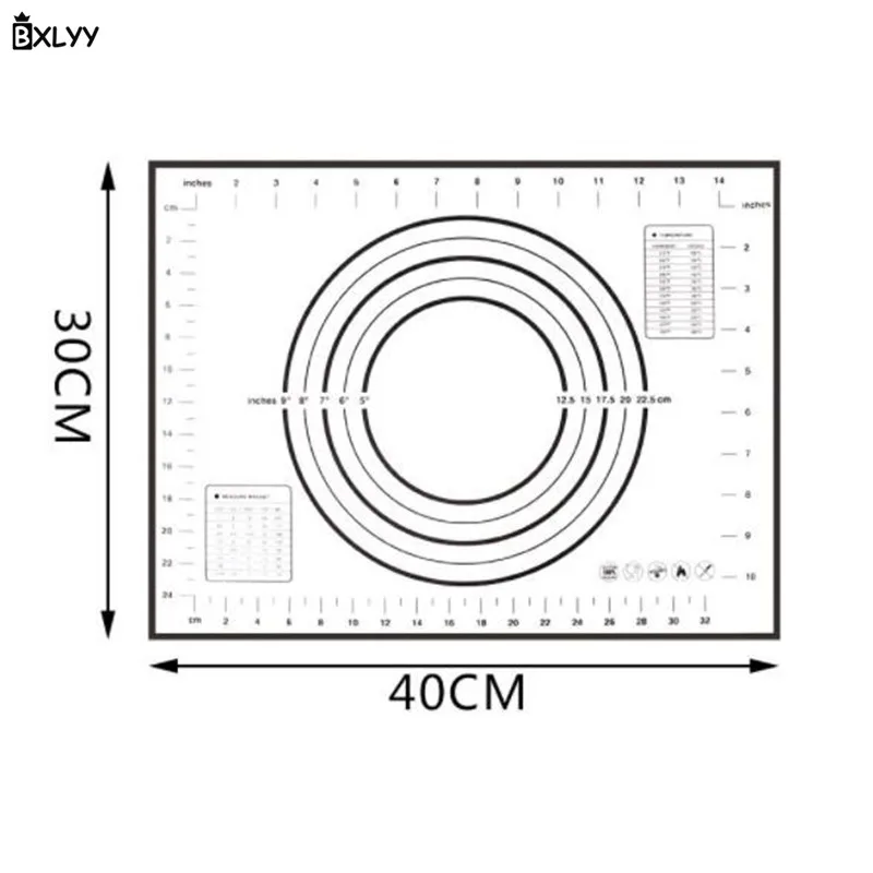 Black-40x30cm BXLYY силиконовый коврик для выпечки с шкалой высокой температуры антипригарная выпечка коврик Инструменты для выпечки Кухонные аксессуары для приготовления пищи Dumplings.7z - Цвет: Black-40x30cm
