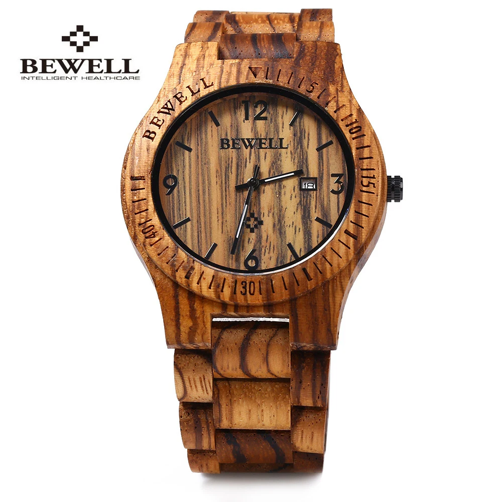Bewell ZS-W086B Элитный бренд деревянные часы Мужчины Аналоговый кварцевый механизм