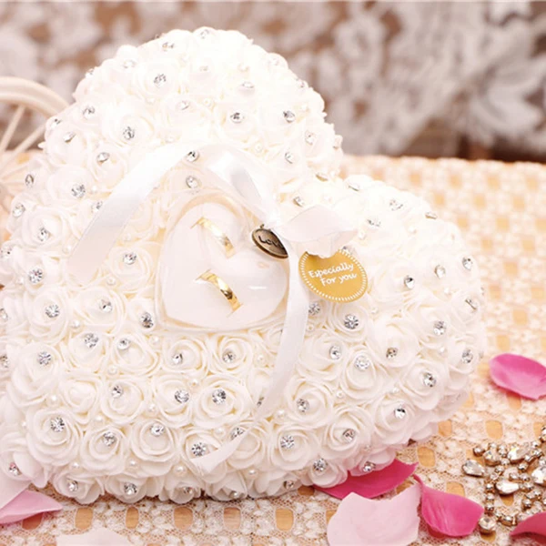 Wedding Decorations Chic Heart-Shape Flowers Valentine'S Day Gift Ring Pillow Party Decor | Украшения и аксессуары