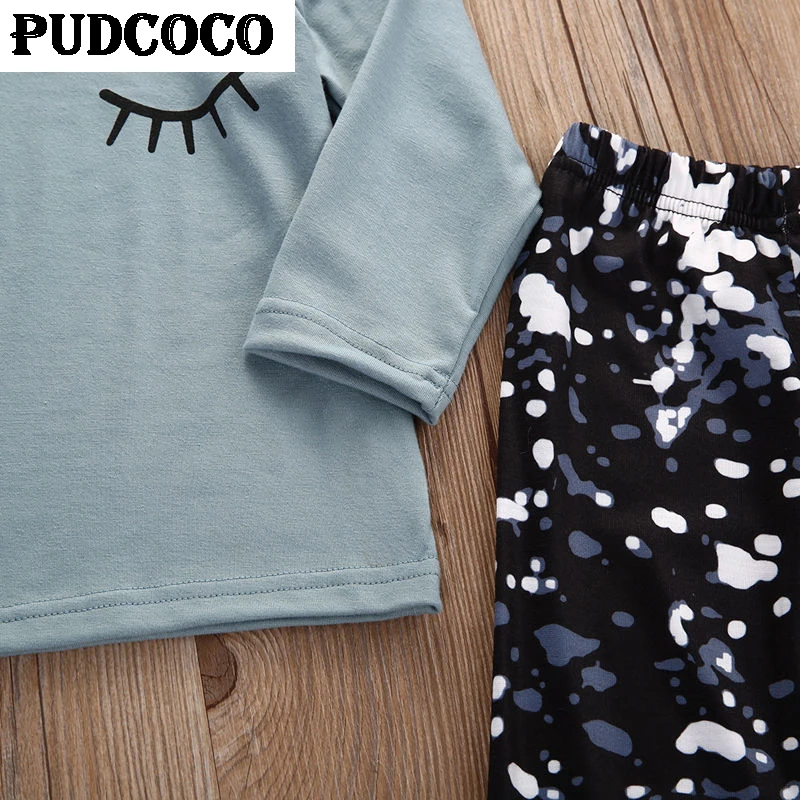 Newborn Infant Baby Girl Boy Clothes T-Shirt Leggings Pants Fashion 2PCS Comfy Outfit Lovely Eyelashes Print Clothing Sets | Детская