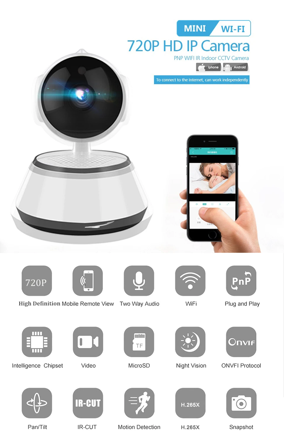 Ip-камера, wifi, CCTV камера, Домашняя безопасность, видео наблюдение, подключи и играй, P2P, ночное видение, мини беспроводная камера, HD 720 P, для помещений