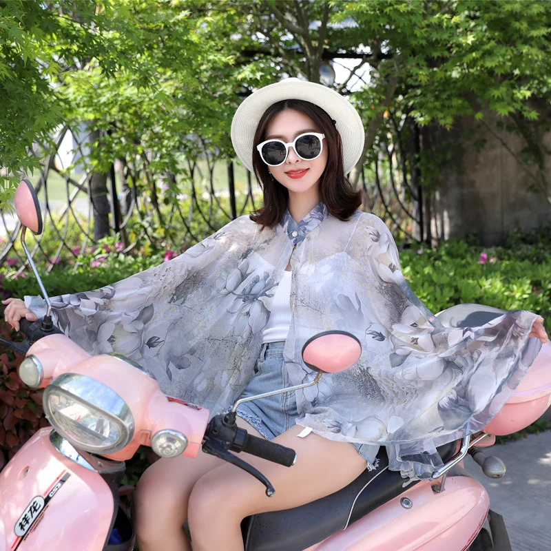 Driving Sunscreen Shawl Summer Travel Outside Soft Fashion Silk Scarf Anti-ultraviolet Sun Shade Tippet Beach Flower Cloak H3007 |