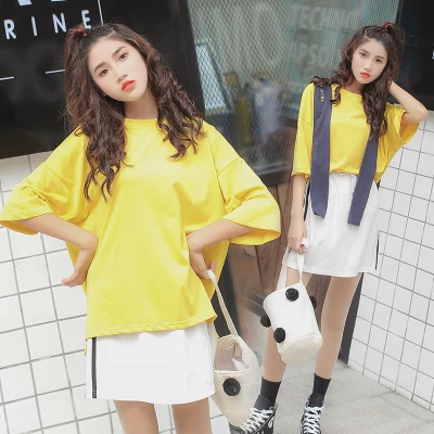 S-XL 2 цвета Новинка лета 2018 консервативный стиль круглый вырез шарф футболка с