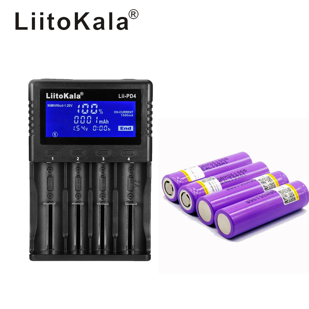 Зарядное устройство LiitoKala с ЖК дисплеем 3 7 в 18650 21700 + 4 шт. 2600 мАч M26|Перезаряжаемые