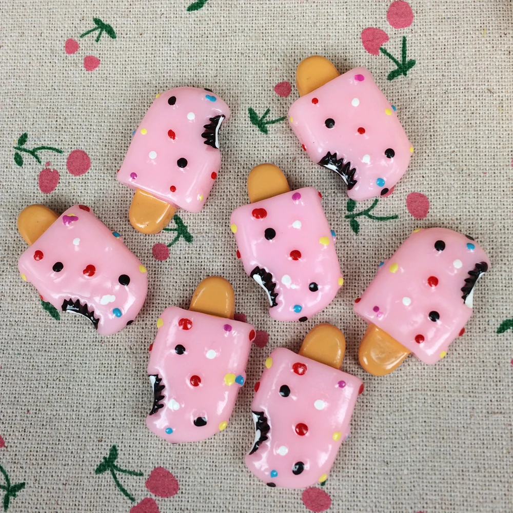 

10Pieces Flat Back Resin Cabochon Kawaii Miniature Fake Food DIY Flatback Scrapbooking Accessories Decoration Craft:21*36mm