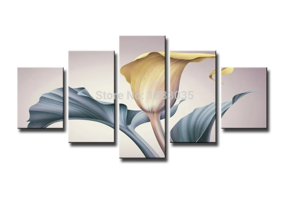 

Hand Painted Abstract 5 Panel Wall Painting Flower Home Decoration Modern Picture Canvas Art Set