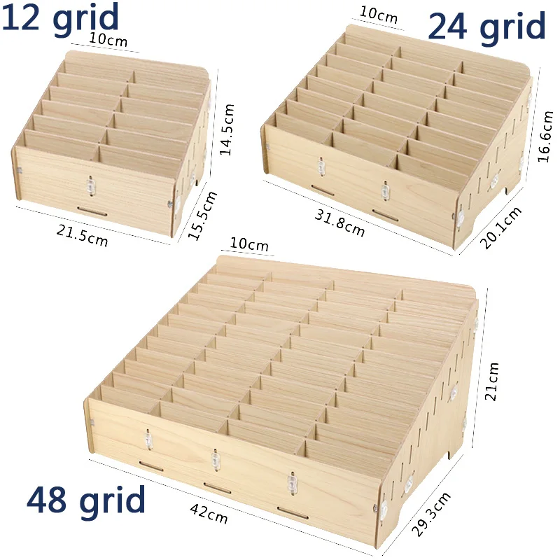 wooden mobile phone management storage box creative desktop office meeting finishing grid multi cell phone rack shop display free global shipping