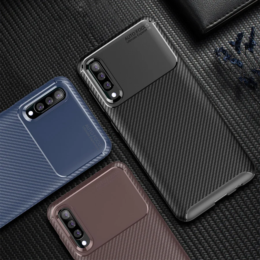 Для Samsung Galaxy A30 A50 чехол M20 M10 из углеродного волокна ТПУ ударопрочный для телефона