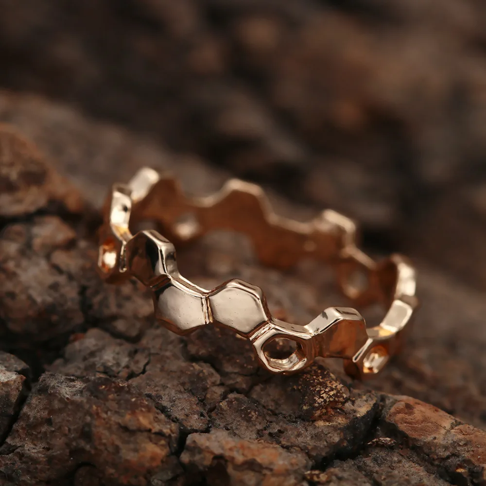 Kinitial 1Pcs Gold Silver Plated Honeycomb Hexa Rings for Women Knuckle Geometric Jewelry Fashion Anel Feminino Birthday Gift | Украшения и