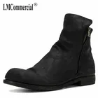 Мужские кожаные ботинки для верховой езды, черные низкие ботинки, европейская версия обуви, Осень-зима, британская ретро мужская обувь на молнии, дышащая