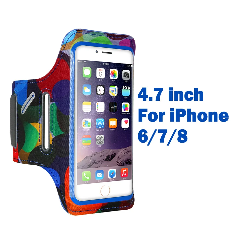 Blue 4.7 inch FLOVEME 4," нарукавная повязка для iPhone 8 6 6s 7 Спорт нарукавный чехол для телефона 5,5" дюймов бег фитнес повязку для iPhone 8 7 6 6s плюс сумка - Цвет: Blue 4.7 inch