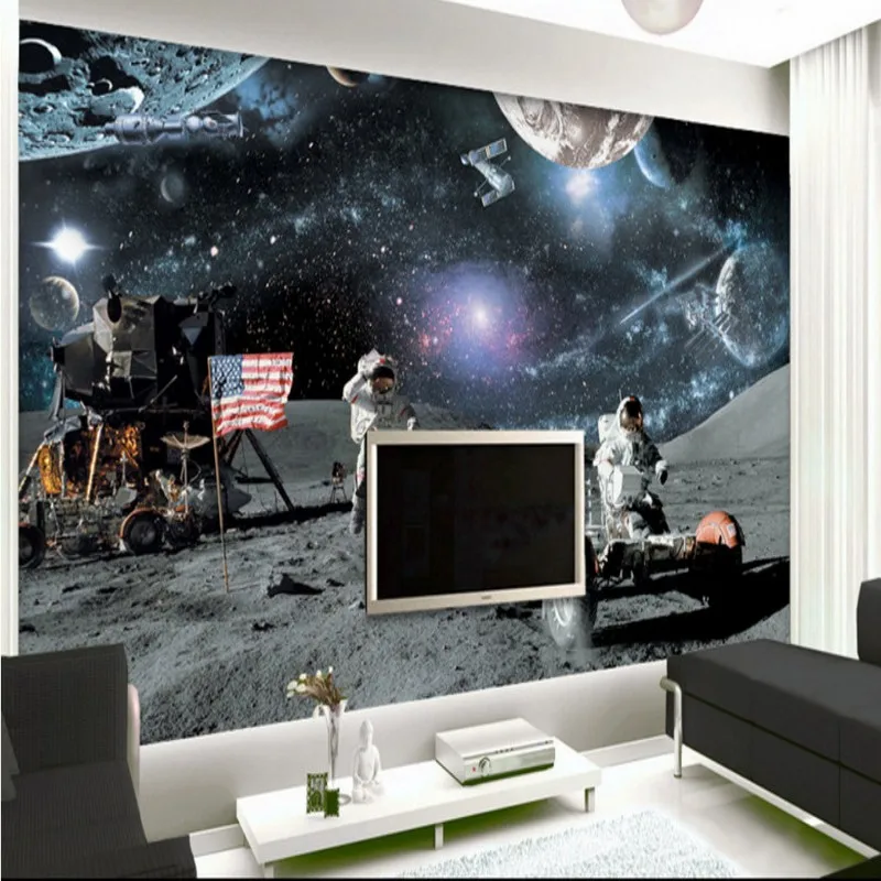 Обои 3d на заказ гостиная спальня фотообои Луна лунный календарь Ровер галактика