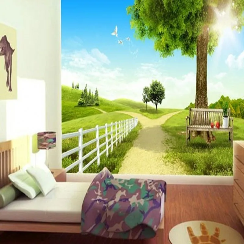 

Пользовательские 3d росписи 3D стерео пользовательские обои Гостиная Детская комната спальня большая фреска голубое небо Дерево Обои пейзаж...