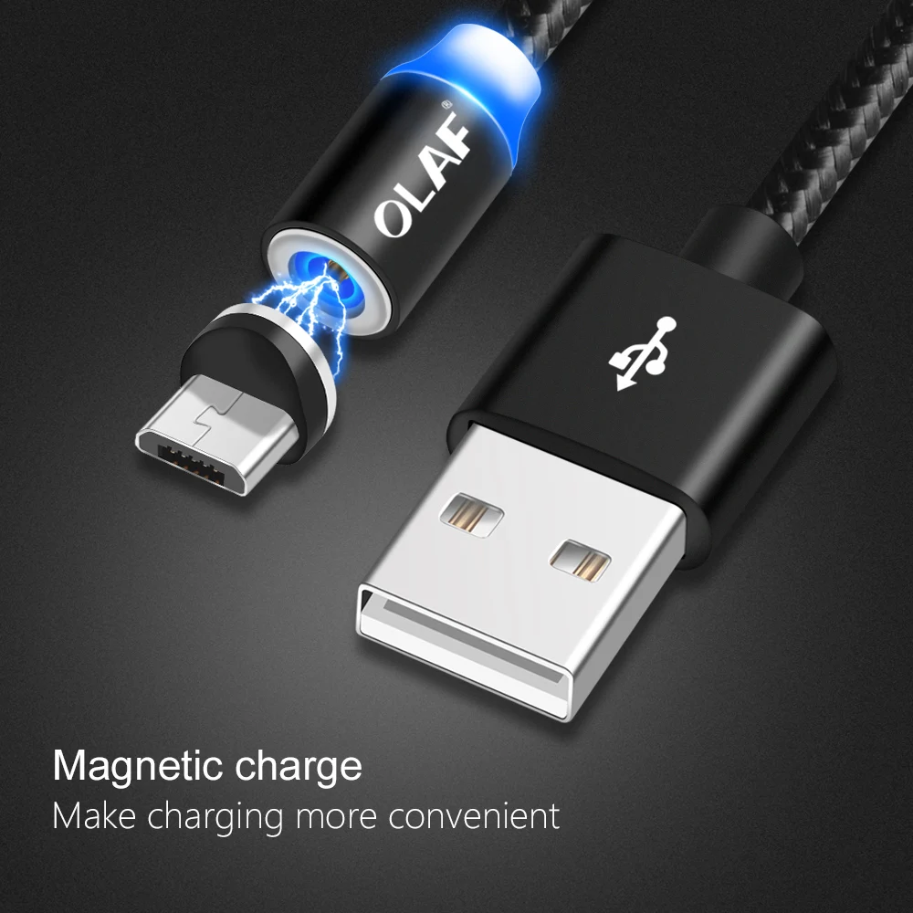 Магнитный usb-кабель OLAF 1 м/2 м, магнитный шнур для быстрой зарядки для iPhone XR Xs Max, кабель USB type c для samsung S8 Xiaomi OnePlus 6t