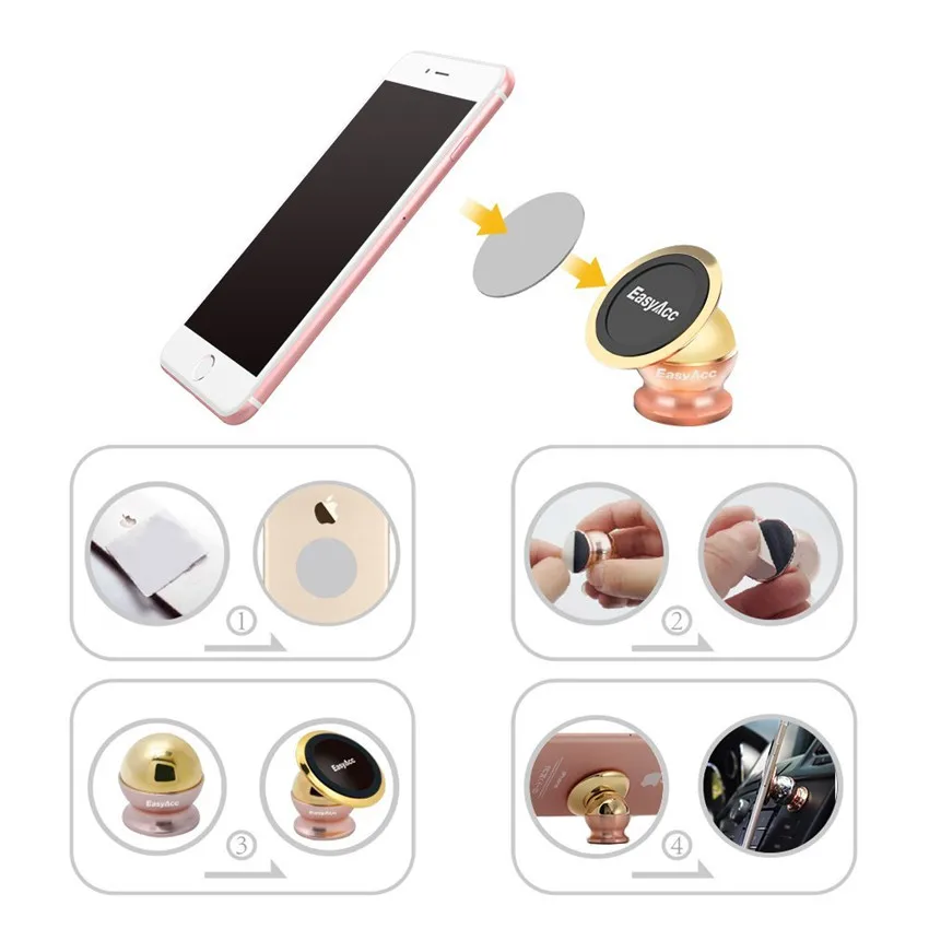 Универсальный магнитный держатель EasyAcc мини автомобильный 360 градусов поддержка