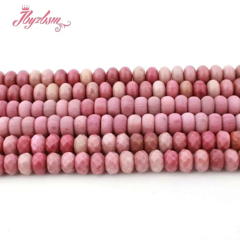 5x8 мм Гладкий граненый Фрост Heishi Rondelle Розовый Родонит натуральный камень