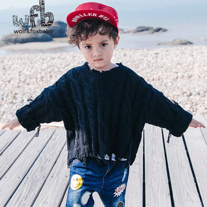 Розничная продажа оригинальный свитер детский вязаный пуловер с подолом
