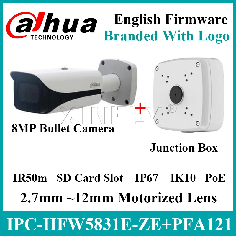 Dahua IPC HFW5831E ZE 8MP WDR Bullet сетевая камера с распределительной коробкой PFA121 обновляемая