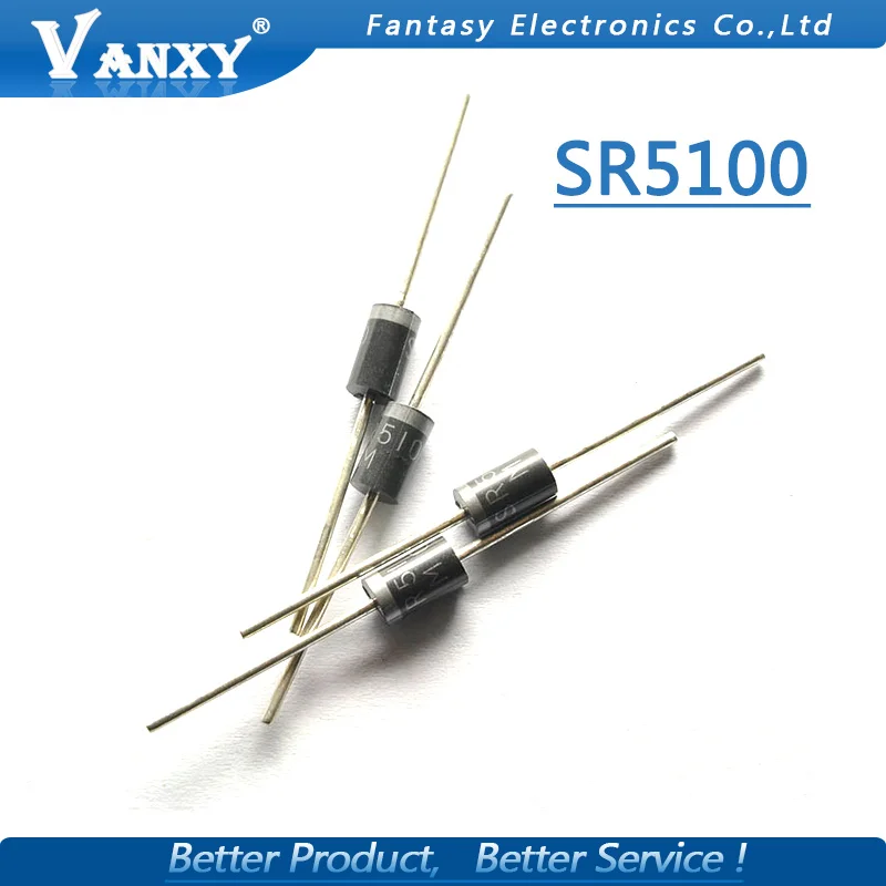 20 шт. диод Шоттки SR5100 5A/100 V DO-27 SB5100