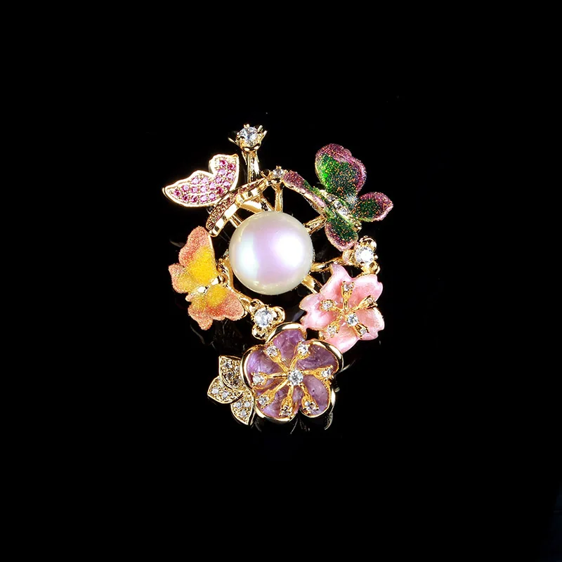 Корейская ткань цветы брошь корсаж жемчуг роза букет горный хрусталь броши