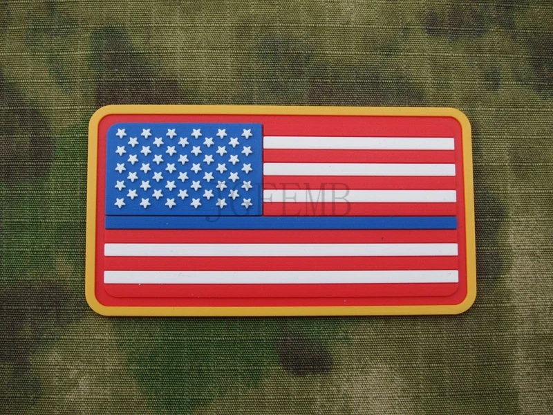 red backgroung color design The thin blue line America flag Police SWAT Military Morale 3D PVC patch PB1363 | Дом и сад