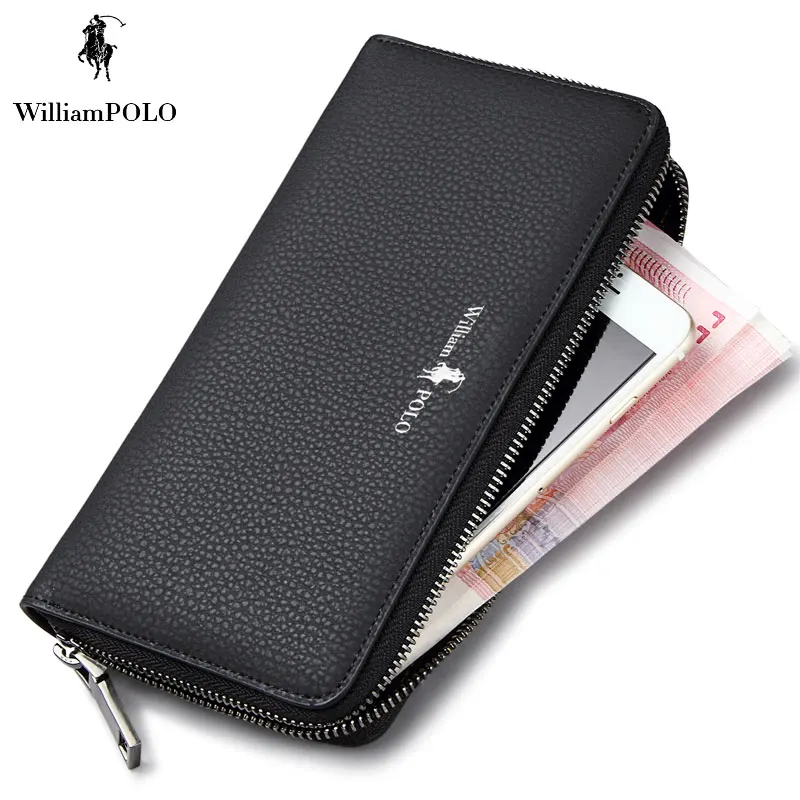 WILLIAMPOLO 100% Натуральная Кожа Мужской Кошелек Мешок Руки Мужчины Сцепления Сумочка